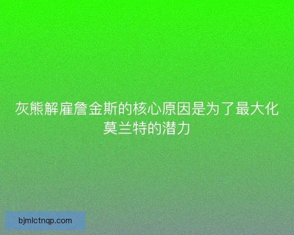 灰熊解雇詹金斯的核心原因是为了最大化莫兰特的潜力