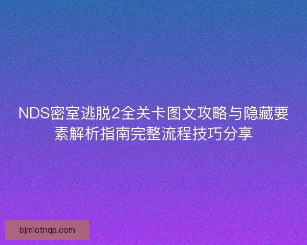 NDS密室逃脱2全关卡图文攻略与隐藏要素解析指南完整流程技巧分享