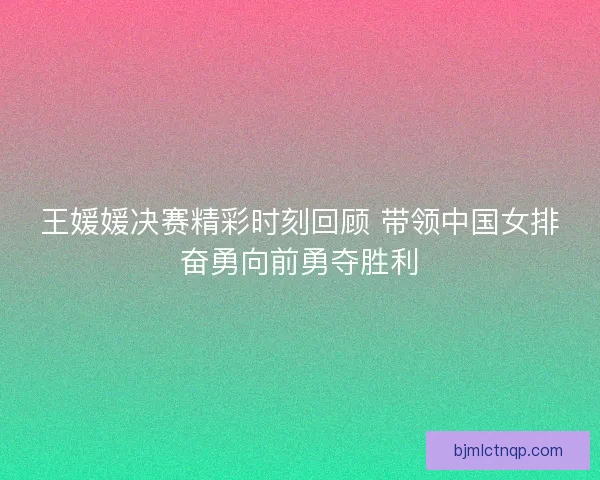 王媛媛决赛精彩时刻回顾 带领中国女排奋勇向前勇夺胜利 王媛媛决赛精彩时刻回顾 带领中国女排奋勇向前勇夺胜利