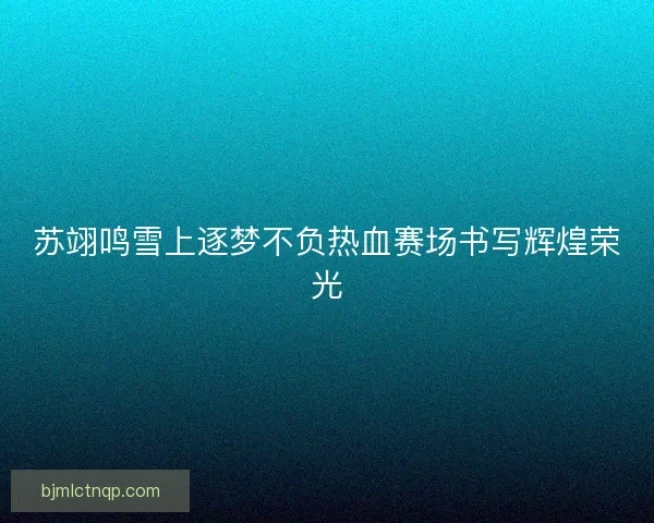 苏翊鸣雪上逐梦不负热血赛场书写辉煌荣光 苏翊鸣雪上逐梦不负热血赛场书写辉煌荣光