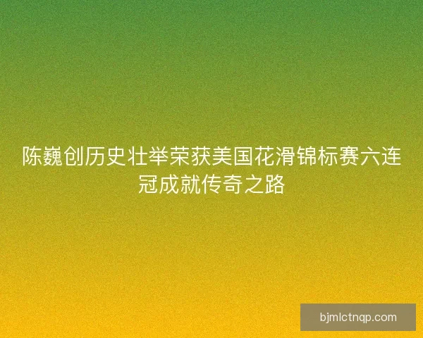 陈巍创历史壮举荣获美国花滑锦标赛六连冠成就传奇之路 陈巍创历史壮举荣获美国花滑锦标赛六连冠成就传奇之路