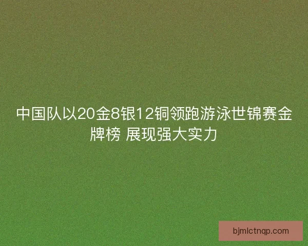 中国队以20金8银12铜领跑游泳世锦赛金牌榜 展现强大实力 中国队以20金8银12铜领跑游泳世锦赛金牌榜 展现强大实力