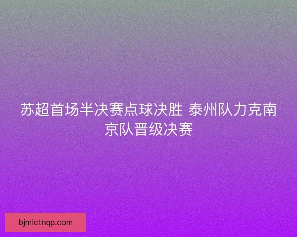 苏超首场半决赛点球决胜 泰州队力克南京队晋级决赛