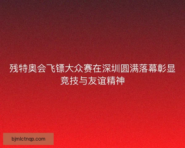 残特奥会飞镖大众赛在深圳圆满落幕彰显竞技与友谊精神 残特奥会飞镖大众赛在深圳圆满落幕彰显竞技与友谊精神